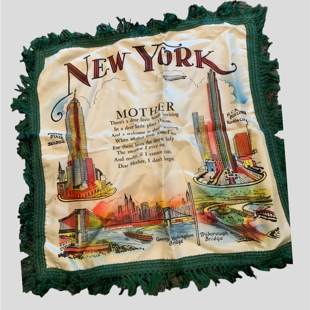 Silk Pillow Case Cover New York Vintage Rare Mother Poem